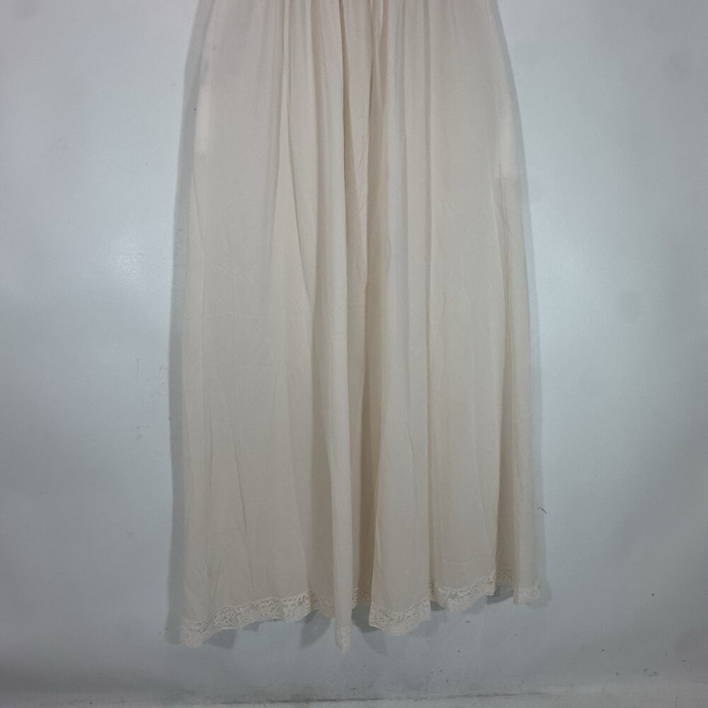 Vintage Blush Nylon Slip Dress Lace Bodice Maxi Nightgown Romantic Cottagecore - Picture 8 of 10